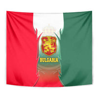 Bulgaria National Crest Tapestry with Tricolor Design and Folk Cuff Pattern