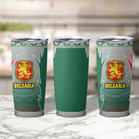 Bulgaria National Crest Tumbler Cup with Tricolor Design and Folk Cuff Pattern
