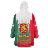 Bulgaria National Crest Wearable Blanket Hoodie with Tricolor Design and Folk Cuff Pattern