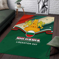 Bulgaria Liberation Day Area Rug with Shipka Monument and Tricolor Lion Graphic