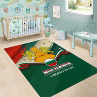 Bulgaria Liberation Day Area Rug with Shipka Monument and Tricolor Lion Graphic