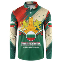 Bulgaria Liberation Day Button Sweatshirt with Shipka Monument and Tricolor Lion Graphic