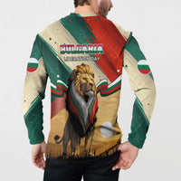 Bulgaria Liberation Day Button Sweatshirt with Shipka Monument and Tricolor Lion Graphic