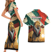 Bulgaria Liberation Day Couples Matching Short Sleeve Bodycon Dress and Hawaiian Shirt with Shipka Monument and Tricolor Lion Graphic