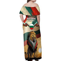 Bulgaria Liberation Day Family Matching Off Shoulder Maxi Dress and Hawaiian Shirt with Shipka Monument and Tricolor Lion Graphic