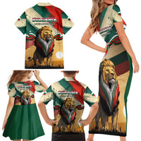 Bulgaria Liberation Day Family Matching Short Sleeve Bodycon Dress and Hawaiian Shirt with Shipka Monument and Tricolor Lion Graphic