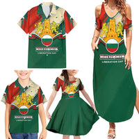 Bulgaria Liberation Day Family Matching Summer Maxi Dress and Hawaiian Shirt with Shipka Monument and Tricolor Lion Graphic
