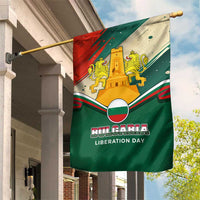 Bulgaria Liberation Day Garden Flag with Shipka Monument and Tricolor Lion Graphic