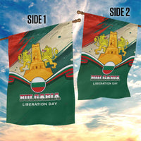 Bulgaria Liberation Day Garden Flag with Shipka Monument and Tricolor Lion Graphic
