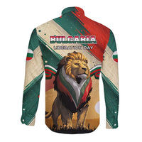 Bulgaria Liberation Day Long Sleeve Button Shirt with Shipka Monument and Tricolor Lion Graphic