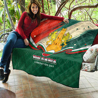 Bulgaria Liberation Day Quilt with Shipka Monument and Tricolor Lion Graphic