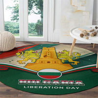 Bulgaria Liberation Day Round Carpet with Shipka Monument and Tricolor Lion Graphic