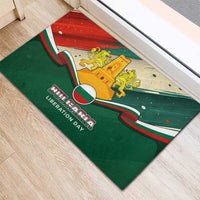 Bulgaria Liberation Day Rubber Doormat with Shipka Monument and Tricolor Lion Graphic