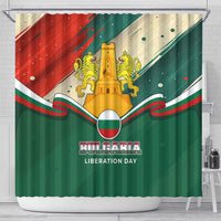 Bulgaria Liberation Day Shower Curtain with Shipka Monument and Tricolor Lion Graphic