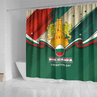 Bulgaria Liberation Day Shower Curtain with Shipka Monument and Tricolor Lion Graphic