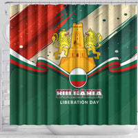 Bulgaria Liberation Day Shower Curtain with Shipka Monument and Tricolor Lion Graphic