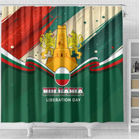 Bulgaria Liberation Day Shower Curtain with Shipka Monument and Tricolor Lion Graphic