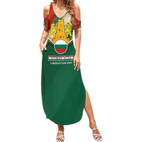 Bulgaria Liberation Day Summer Maxi Dress with Shipka Monument and Tricolor Lion Graphic