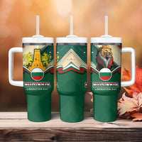 Bulgaria Liberation Day Tumbler With Handle with Shipka Monument and Tricolor Lion Graphic