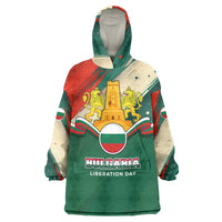 Bulgaria Liberation Day Wearable Blanket Hoodie with Shipka Monument and Tricolor Lion Graphic