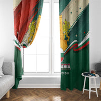 Bulgaria Liberation Day Window Curtain with Shipka Monument and Tricolor Lion Graphic
