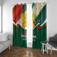Bulgaria Liberation Day Window Curtain with Shipka Monument and Tricolor Lion Graphic