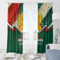 Bulgaria Liberation Day Window Curtain with Shipka Monument and Tricolor Lion Graphic