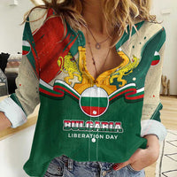 Bulgaria Liberation Day Women Casual Shirt with Shipka Monument and Tricolor Lion Graphic
