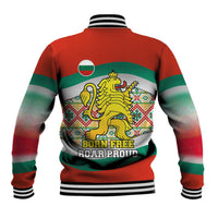 Bulgaria Lion Baseball Jacket Tricolor Flag, Folk Pattern and Proud Motto