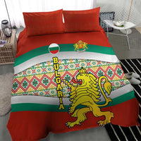 Bulgaria Lion Bedding Set Tricolor Flag, Folk Pattern and Proud Motto