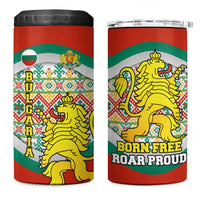 Bulgaria Lion 4 in 1 Can Cooler Tumbler Tricolor Flag, Folk Pattern and Proud Motto