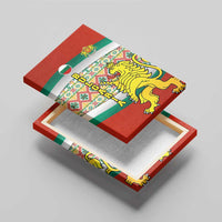 Bulgaria Lion Canvas Wall Art Tricolor Flag, Folk Pattern and Proud Motto