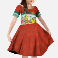 Bulgaria Lion Family Matching Off Shoulder Maxi Dress and Hawaiian Shirt Tricolor Flag, Folk Pattern and Proud Motto