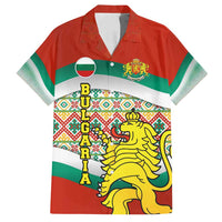 Bulgaria Lion Family Matching Off Shoulder Maxi Dress and Hawaiian Shirt Tricolor Flag, Folk Pattern and Proud Motto