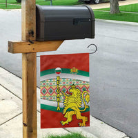 Bulgaria Lion Garden Flag Tricolor Flag, Folk Pattern and Proud Motto