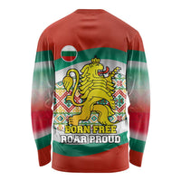 Bulgaria Lion Long Sleeve Shirt Tricolor Flag, Folk Pattern and Proud Motto