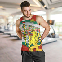 Bulgaria Lion Men Tank Top Tricolor Flag, Folk Pattern and Proud Motto