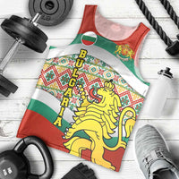 Bulgaria Lion Men Tank Top Tricolor Flag, Folk Pattern and Proud Motto