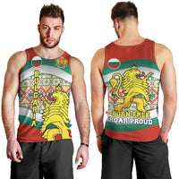 Bulgaria Lion Men Tank Top Tricolor Flag, Folk Pattern and Proud Motto