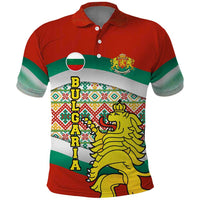 Bulgaria Lion Polo Shirt Tricolor Flag, Folk Pattern and Proud Motto