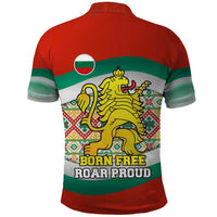Bulgaria Lion Polo Shirt Tricolor Flag, Folk Pattern and Proud Motto