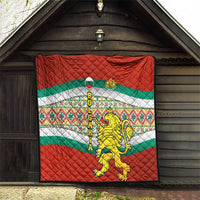 Bulgaria Lion Quilt Tricolor Flag, Folk Pattern and Proud Motto