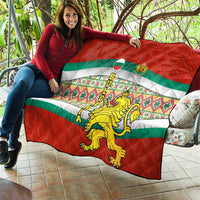 Bulgaria Lion Quilt Tricolor Flag, Folk Pattern and Proud Motto