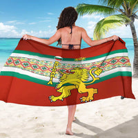 Bulgaria Lion Sarong Tricolor Flag, Folk Pattern and Proud Motto