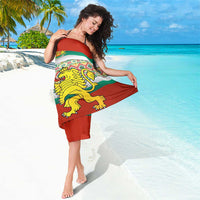 Bulgaria Lion Sarong Tricolor Flag, Folk Pattern and Proud Motto