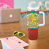 Bulgaria Lion Tumbler With Handle Tricolor Flag, Folk Pattern and Proud Motto