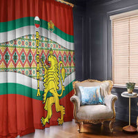 Bulgaria Lion Window Curtain Tricolor Flag, Folk Pattern and Proud Motto