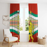 Bulgaria Lion Window Curtain Tricolor Flag, Folk Pattern and Proud Motto