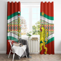 Bulgaria Lion Window Curtain Tricolor Flag, Folk Pattern and Proud Motto