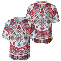 Bulgaria Folk Art Baseball Jersey with Traditional Embroidery and Floral Motifs